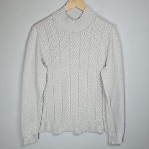 Croft & Barrow Women's Cable Knit Mock Neck Sweater Long Sleeve Fisherman XL GUC